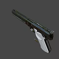 Metallic Silver Pistol Featuring White Grip Barrel and Bullet Shell 3d model