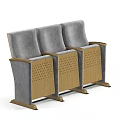 Modern Set of Three Blue Armchairs With Upholstered Seats And Perforated Wooden Frames