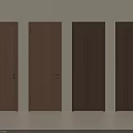 Four Brown Wooden Doors With Different Designs In Interior Setting 3d model