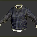 Classic Blue Sweater with White Collar Cuffs and Small Chest Logo 3d model