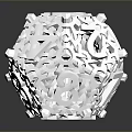 White 3D Sphere Made of Numbers and Letters with Hollow Reflective Design on Black Background