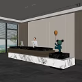 Modern company front desk background wall reception area bar desk reception desk hall simple lobby 3d model