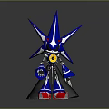 Game And Movie Character With Blue Star Shaped Head Red Eyes Black Cape Red Boots