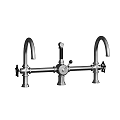 Double Handle Metal Faucet With Dual Spouts And Central Control Knob