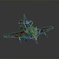 Vibrant Graffiti Style Airplane Model With Colorful Green Purple Red Artistic Design