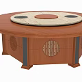 Wooden Round Dining Table With Light Center Top Black Circular Accents And Lattice Base
