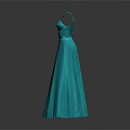 Turquoise Sleeveless Evening Gown With Lace Detailing And Floor Length Design