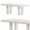 Modern Minimalist Side Table With White Marble Tabletop And Geometric Legs Design