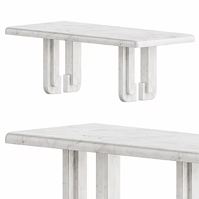 Modern Minimalist Side Table With White Marble Tabletop And Geometric Legs Design 3d model