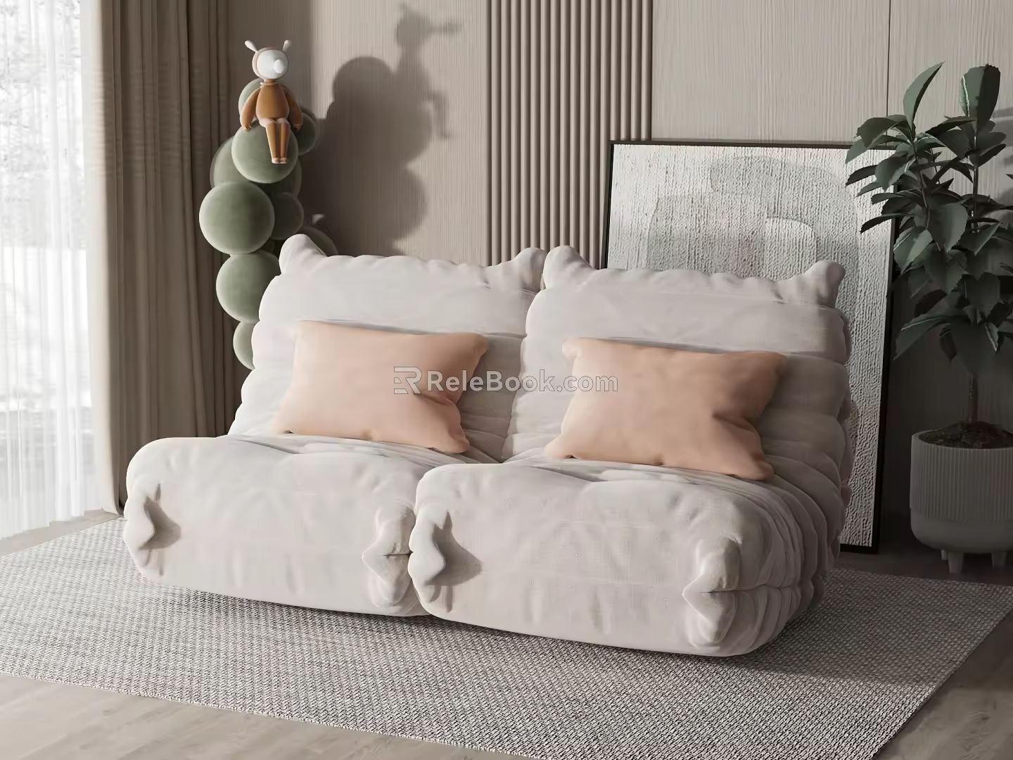 Modern Lazy Sofa Double Sofa 3d model