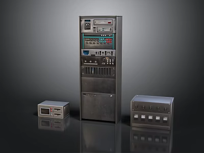 Industrial Control Cabinet With Small Electronic Devices And Control Panels 3d model