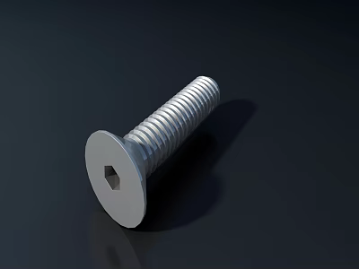High Quality Silver Flat Head Hex Socket Threaded Screw Essential Hardware Tool for Industrial Applications 3d model