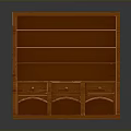 Classic Wooden Decorative Cabinet With Open Shelves Three Drawers And Storage Design