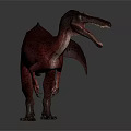 Realistic Red Dinosaur In Standing Pose With Open Mouth On Dark Background 3d model