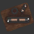 Electromagnetic Experiment Apparatus with Wooden Base Horizontal and Vertical Coils and Metal Rod Components
