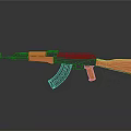 Black And Orange Tactical Rifle 3D Model With Modern Design And Reflective Surface