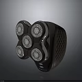 Electric Shaver With Five Rotating Blades And Textured Dark Housing Design