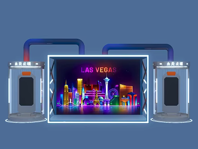 Las Vegas Digital Cityscape Display With Illuminated Lights And Laser Systems 3d model