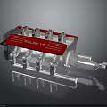 Pulsar V8 Engine With Red Cover And Metal Intake Components