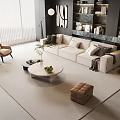 Modern Sofa Coffee Table Combination Leisure Chair Stool Floor Lamp Decorative Painting Side Table 3d model