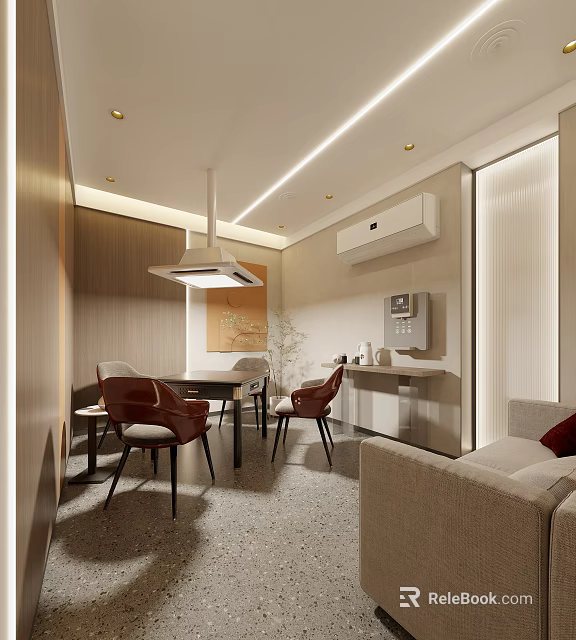 Modern Hotel Chess And Card Room Interior With Furniture 3d model 
