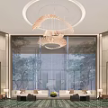 Modern Luxury Sales Office Reception Lobby With Artistic Chandelier And Premium Comfortable Sofa Furnishings