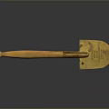 Vintage Hand Tool With Wooden Handle And Metal Blade On Reflective Surface