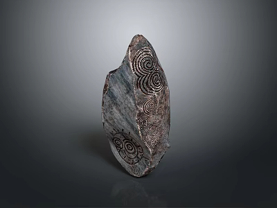 Artistic Wood Stone Sculpture With Intricate Spiral Patterns And Textured Surface 3d model