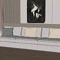 New Chinese-style three-person sofa 3d model