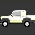 Green Compact Pickup Truck With Roof Rack And Two Tone Exterior Design