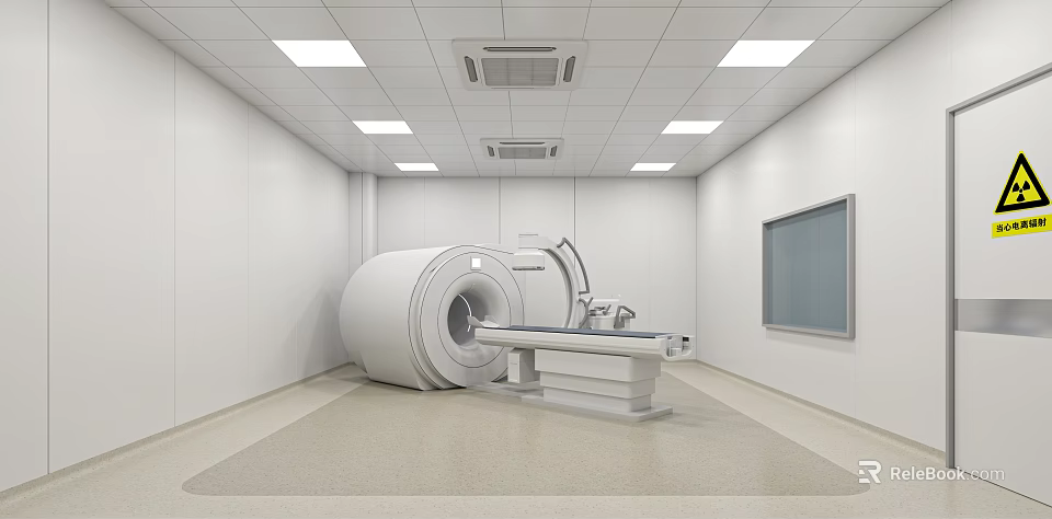 Hospital Outpatient CT Scan Room With Advanced Equipment And Bright Lighting 3d model 