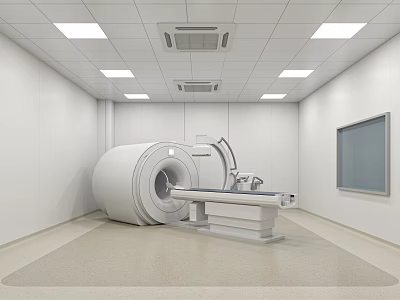 Hospital Outpatient CT Scan Room With Advanced Equipment And Bright Lighting 3d model