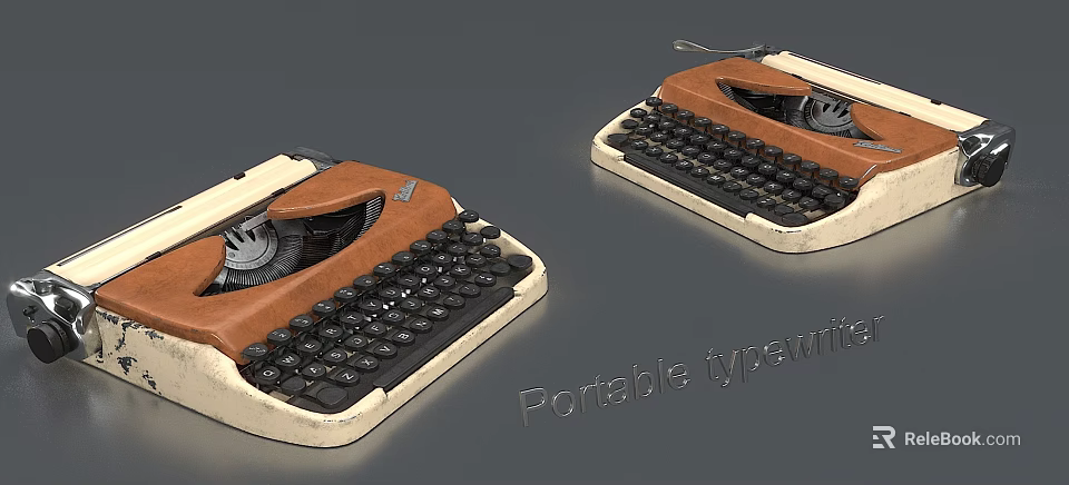 Portable Typewriters With Classic Design And Keys 3d model 
