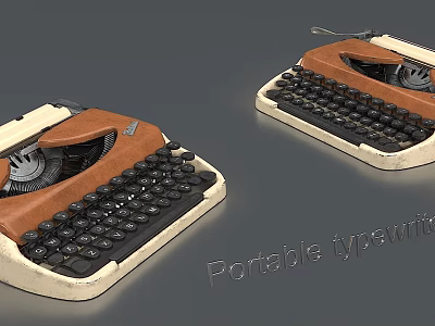 Portable Typewriters With Classic Design And Keys 3d model