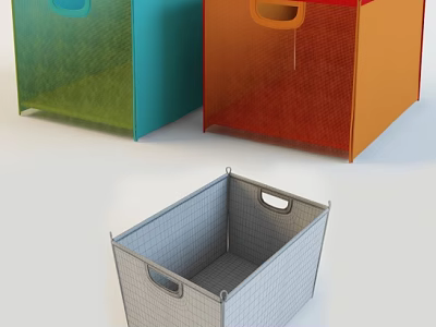 Colorful Storage Boxes With Various Colors Mesh Design And Handles For Home Organization 3d model