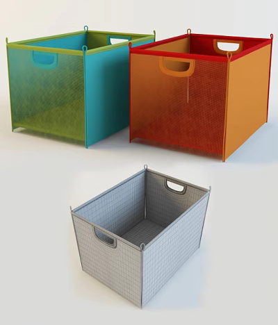 Colorful Storage Boxes With Various Colors Mesh Design And Handles For Home Organization 3d model