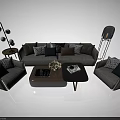 Modern Sofa And Coffee Table Set With Throw Pillows And Decorative Magazines 3d model