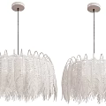Two White Feather Chandeliers With Elegant Hanging Design For Modern Interior Decor 3d model