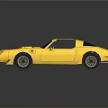 Yellow Classic Sports Car With Black Roof And Eagle Graphic On Hood