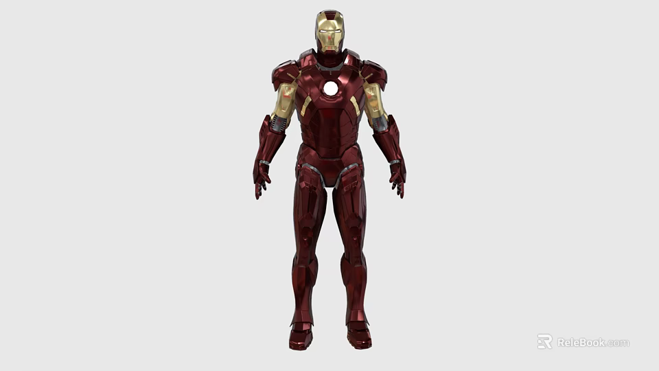 Iron Man Movie Character With Red And Gold Armor And Chest Reactor 3d model 