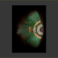 Mythical Character Wearing Vibrant Green Feather Headdress With Colorful Decorative Elements