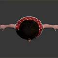 Cartoon Girl In Red Polka Dot Dress With Bun Hairstyle Red Shoes Against Gray Background