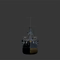 Vintage Battleship as Water Transport with Multiple Funnels Masts and Blue Brown Hull