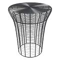 Modern Black Woven Mesh Bar Stool With Sleek Wireframe Structure