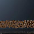 Elegant Brown Carved Decorative Panel With Intricate Scroll And Symmetrical Patterns 3d model