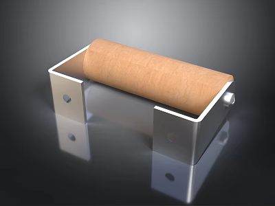 Metal Frame Support Bracket With Wooden Roller For Industrial Equipment 3d model