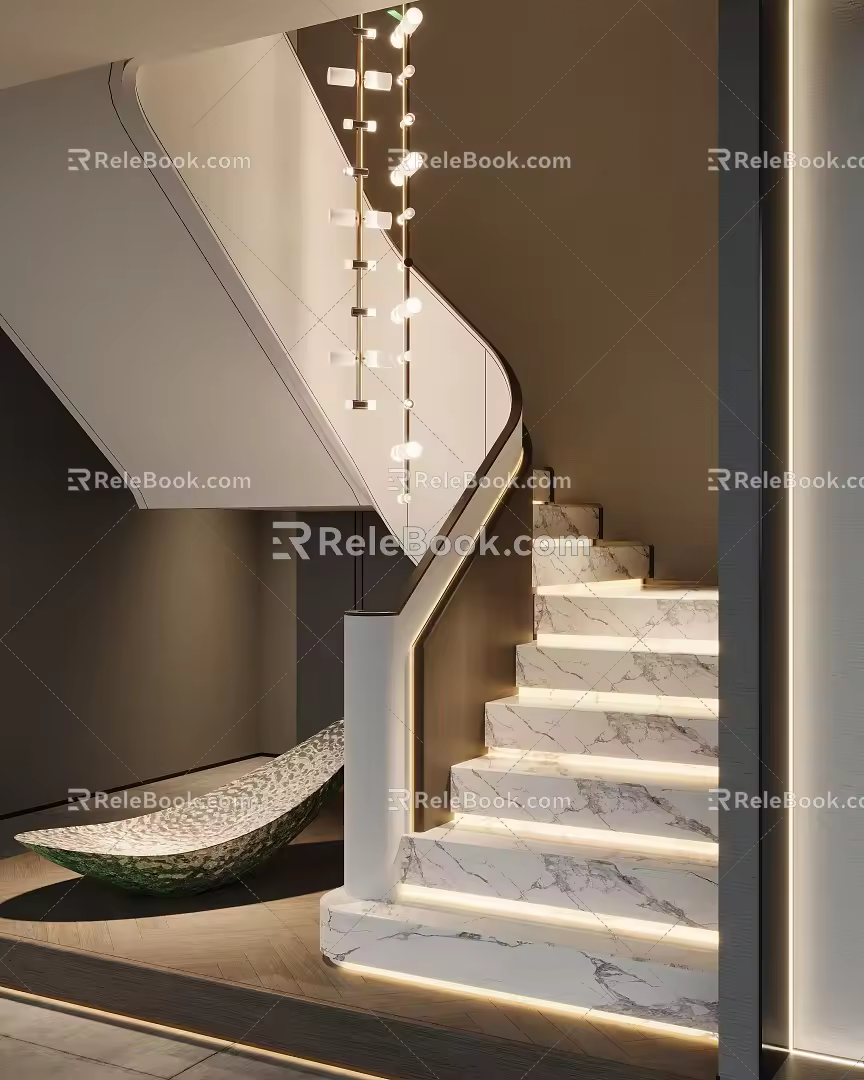 Modern rotating stairwell 3d model