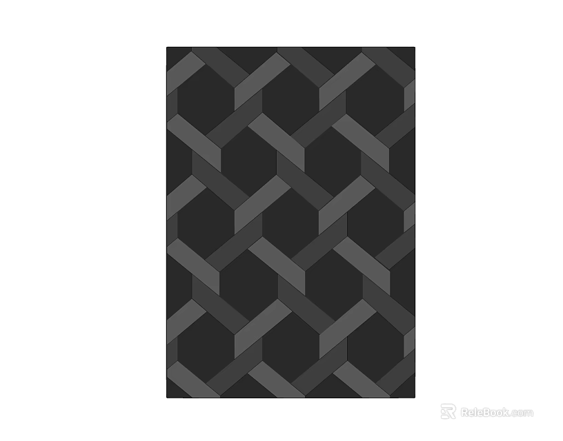 Modern Square Rug with Black and Gray Geometric Hexagon Pattern Design 3d model