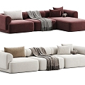 Fabric Multi-person Sofa Three-seat Sofa Corner Sofa 3d model