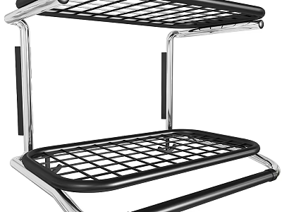 Two Tier Sofa Stool With Chrome Metal Frame And Black Grid Design Surface 3d model